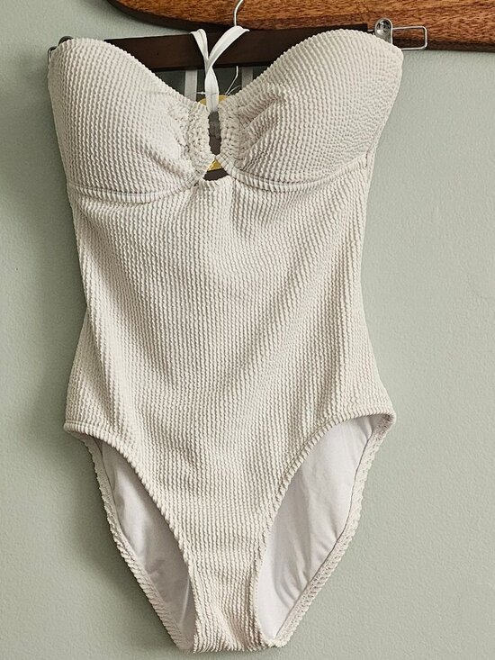 Bleu Rod Beattie Other - Bleu Textured White One Piece with Neck Tie, Size 4